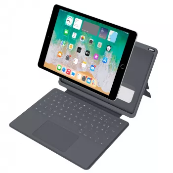 ASTAR DEQSTER Smart Rugged Touch Plus klaviatūra 10,2 colio — QWERTZ vokiška, mechaniniai jungikliai, Smart Connector prijungimas, pilka