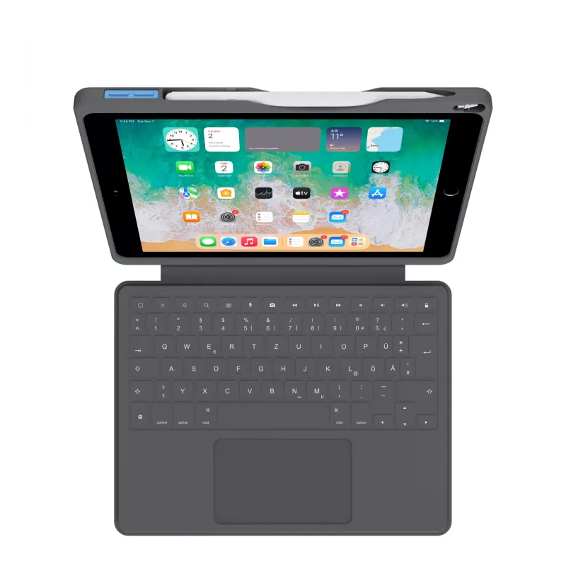 ASTAR DEQSTER Smart Rugged Touch Plus klaviatūra 10,2 colio — QWERTZ vokiška, mechaniniai jungikliai, Smart Connector prijungimas, pilka