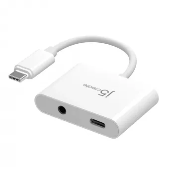j5create JCA122 USB-C® į 3,5 mm garso adapteris su maitinimo tiekimu, juoda