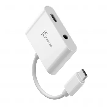 j5create JCA122 USB-C® į 3,5 mm garso adapteris su maitinimo tiekimu, juoda