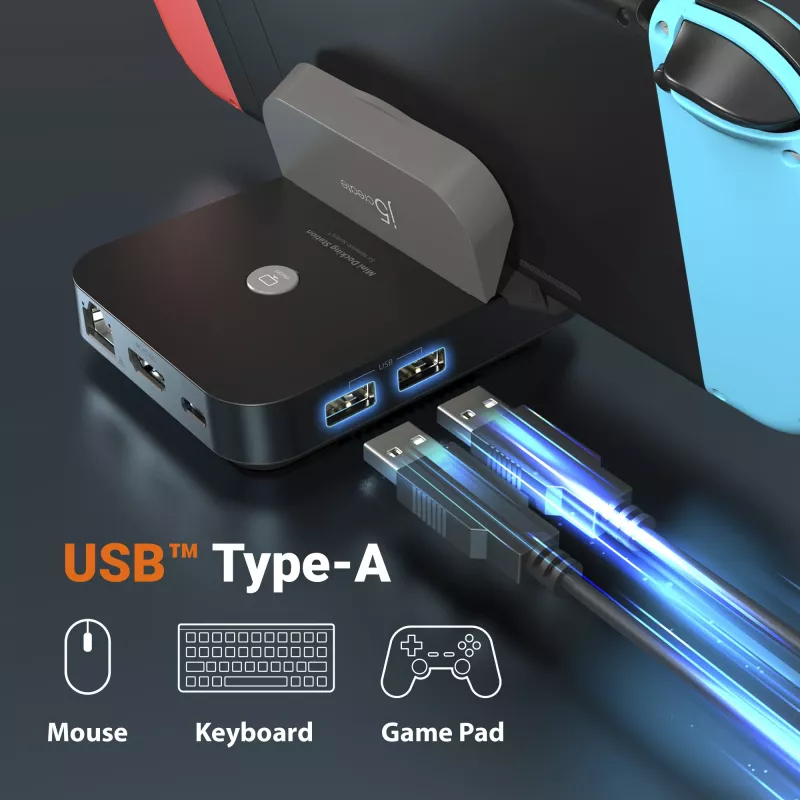 j5create JCD620 Mini dokinė stotelė Nintendo Switch™, juoda