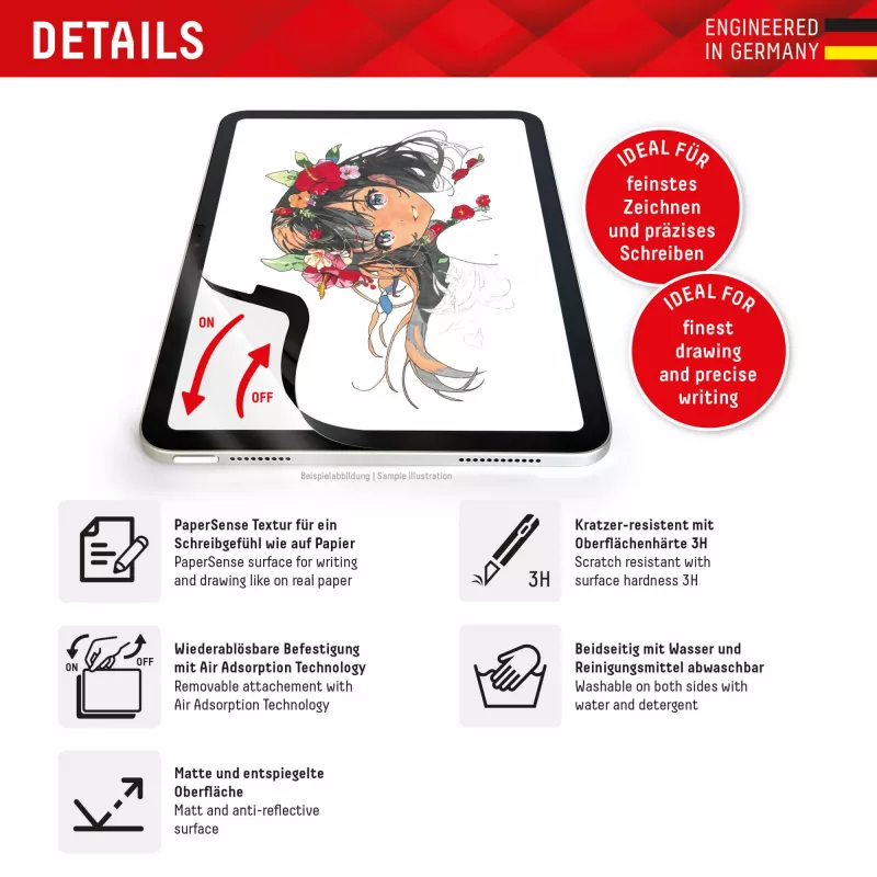 Displex TABLET PAPERSENSE, skirtas iPad Pro 11'' (2025/2024), nuimama rašymo ar piešimo plėvelė su popieriaus pojūčiu