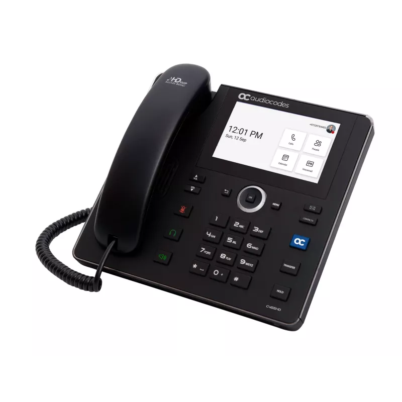 AudioCodes Teams C455HD IP-Phone PoE GbE juodas su integruotu BT ir dviejų dažnių juostų Wi-Fi