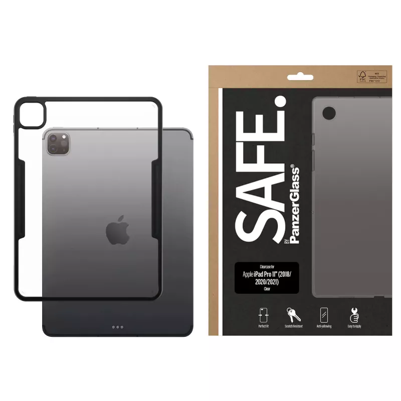 Skaidrus TPU dangtelis-futliaras PanzerGlass SAFE, skirtas Apple iPad Pro 11 col. (2018, 2020, 2021, 2022, 2024), permatomas