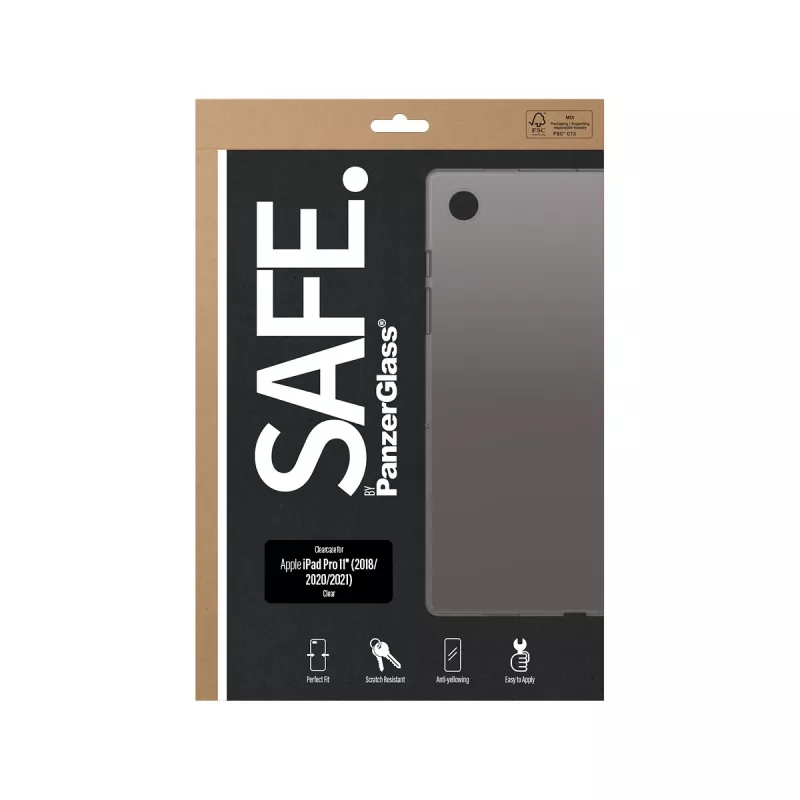 Skaidrus TPU dangtelis-futliaras PanzerGlass SAFE, skirtas Apple iPad Pro 11 col. (2018, 2020, 2021, 2022, 2024), permatomas