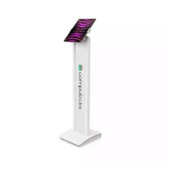Multimedijos grindų stovas Compulocks Universal Tablet Cling Brandable Floor Stand White Steel universalus planšetės laikiklis