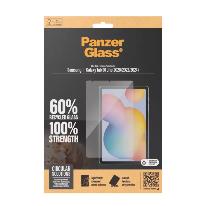 PanzerGlass ® Ekrano apsauga Samsung Galaxy Tab S6 Lite (2020, 2022, 2024) | Itin platus pritaikymas