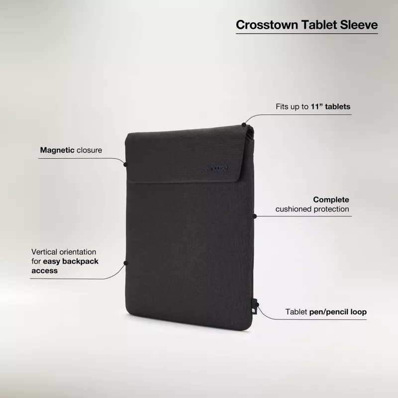 Planšetės dėklas Incase Crosstown Sleeve 11 colių planšetei, juodas