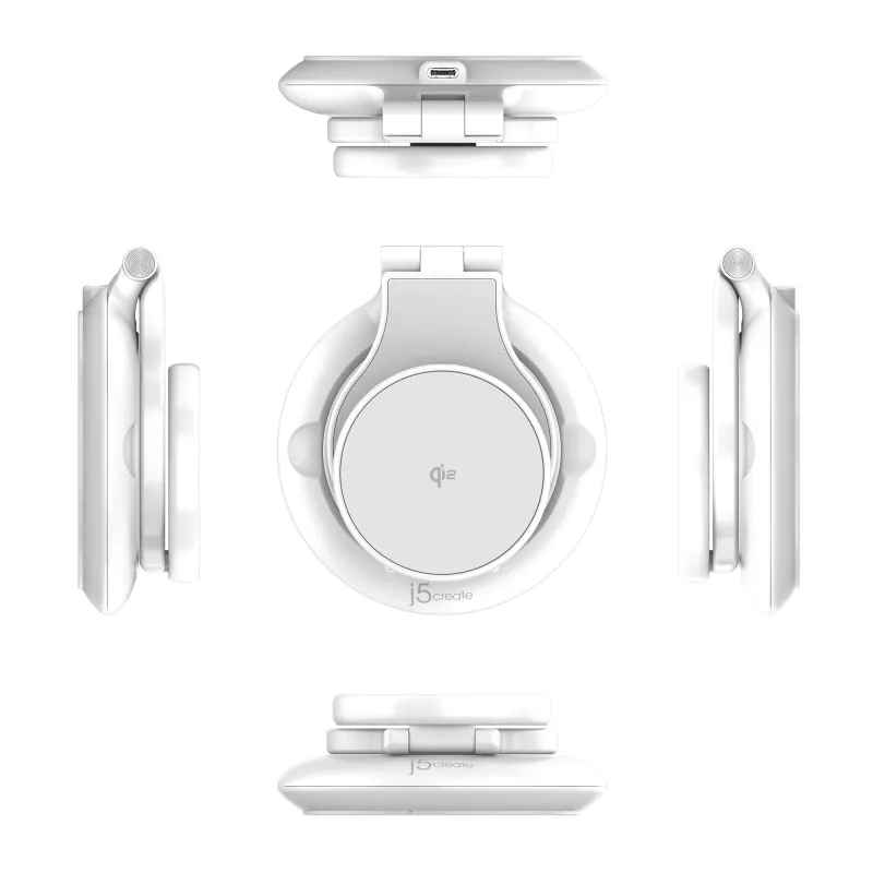 j5create Qi2 3-in-1 Magnetinis Sulankstomas Belaidis Įkrovimo Stotelė Vidaus USB Išmanusis Laikrodis Ausinės Išmanusis Telefonas
