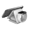 j5create Qi2 3-in-1 Magnetinė Kelioninė Belaidė Įkrovimo Stotelė USB Greitas Įkrovimas Balta