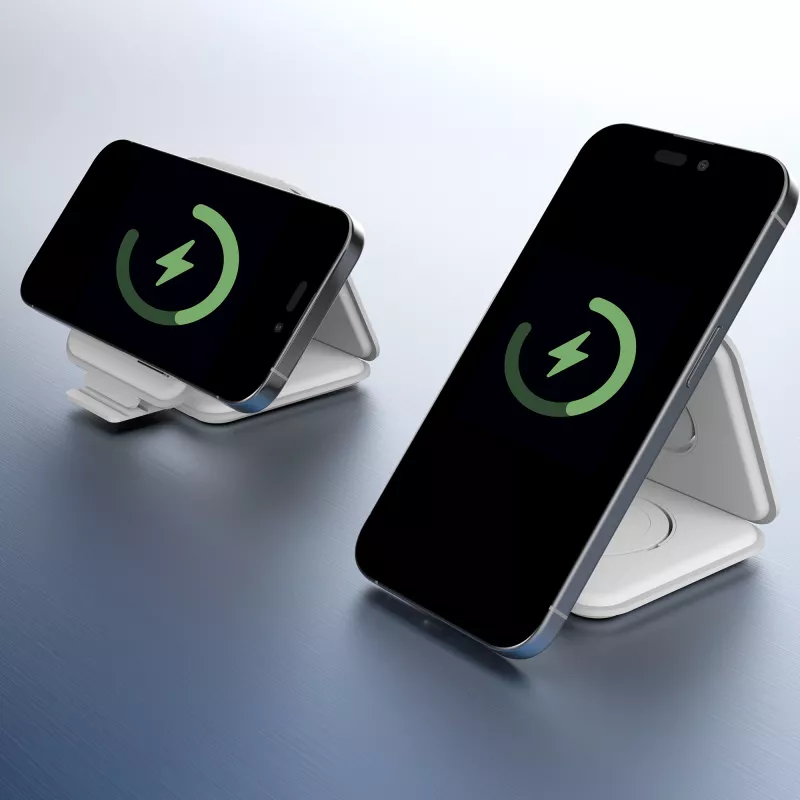 j5create Qi2 3-in-1 Magnetinė Kelioninė Belaidė Įkrovimo Stotelė USB Greitas Įkrovimas Balta