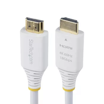 StarTech.com 6 pėdų (1,8 m) aukščiausios kokybės sertifikuotas didelės spartos HDMI laidas, 4K 60 Hz / 1440p 144 Hz, HDR10 / HDCP 2.2 / ARC, 18 Gbit/s, UHD HDMI 2.0 laidas televizoriui / monitoriui / ekranui, TPE apvalkalas, baltas