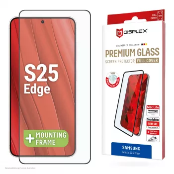 Displex Premium ekrano apsauga (visas dengimas, 10H), skirta Samsung Galaxy S25 Edge, Eco montavimo rėmelis, visas dengimas