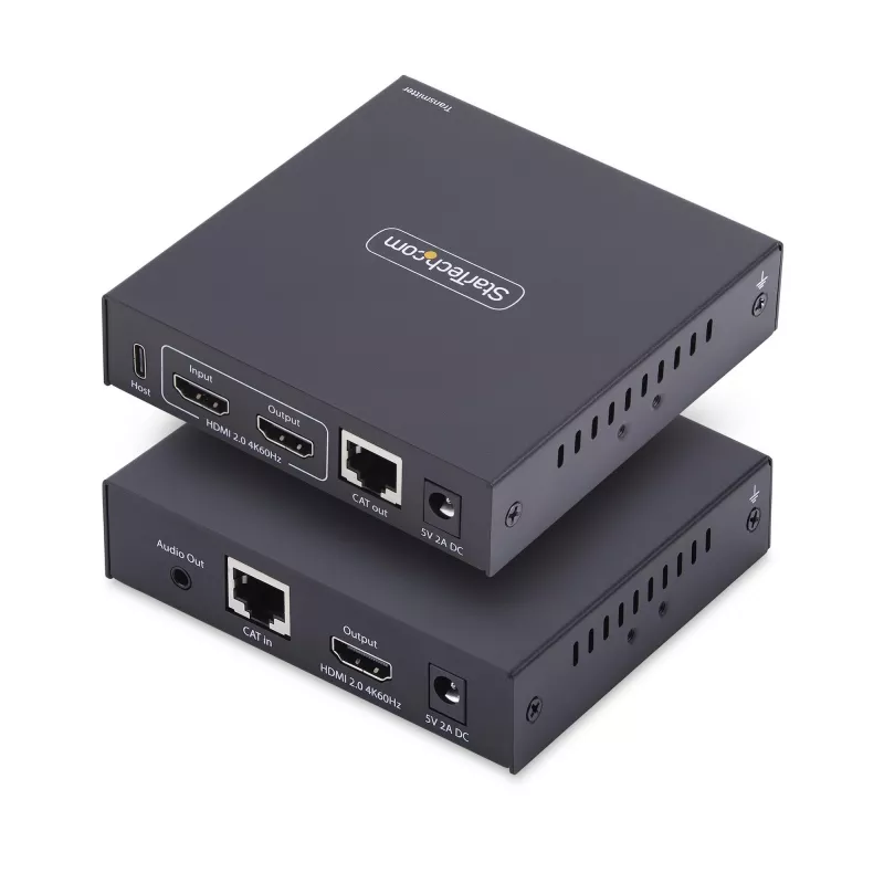 StarTech.com HDMI KVM ilgiklis per IP tinklą, 4K 60Hz, nereikalaujantis tvarkyklių, HDMI ir USB per Ethernet/CAT6, AVoIP, siųstuvo ir imtuvo rinkinys, įskaitant montavimo rinkinius