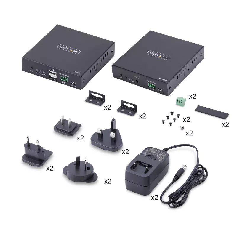 StarTech.com HDMI KVM ilgiklis per IP tinklą, 4K 60Hz, nereikalaujantis tvarkyklių, HDMI ir USB per Ethernet/CAT6, AVoIP, siųstuvo ir imtuvo rinkinys, įskaitant montavimo rinkinius
