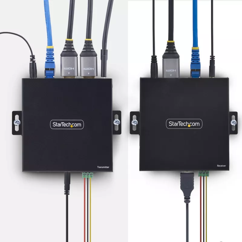 StarTech.com HDMI KVM ilgiklis per IP tinklą, 4K 60Hz, nereikalaujantis tvarkyklių, HDMI ir USB per Ethernet/CAT6, AVoIP, siųstuvo ir imtuvo rinkinys, įskaitant montavimo rinkinius