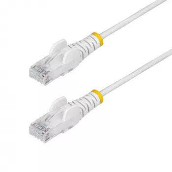 StarTech.com 2 m baltas plonas CAT6 Ethernet kabelis, be užkabinimų, 100 W PoE, UTP, LSZH, 28AWG gryno vario gijos, plonas RJ45 tinklo komutacinis kabelis su įtempimo mažinimo elementais, individualiai testuotas