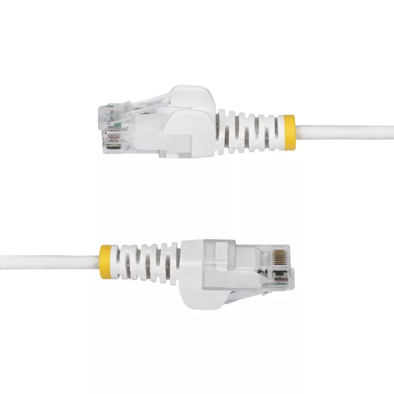 StarTech.com 2 m baltas plonas CAT6 Ethernet kabelis, be užkabinimų, 100 W PoE, UTP, LSZH, 28AWG gryno vario gijos, plonas RJ45 tinklo komutacinis kabelis su įtempimo mažinimo elementais, individualiai testuotas