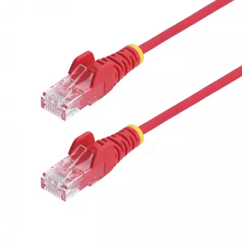 StarTech.com 2m raudonas plonas CAT6 eterneto kabelis, be užkliūvančių jungčių, 100W PoE, UTP, LSZH, 28AWG gryno vario gyslos, plonas RJ45 tinklo kabelis su įtempimo sumažinimais, individualiai testuotas