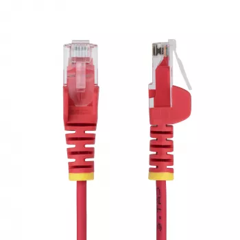 StarTech.com 2m raudonas plonas CAT6 eterneto kabelis, be užkliūvančių jungčių, 100W PoE, UTP, LSZH, 28AWG gryno vario gyslos, plonas RJ45 tinklo kabelis su įtempimo sumažinimais, individualiai testuotas