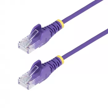 StarTech.com 5 m purpurinis plonas CAT6 eterneto kabelis, be užkabinimų, 100 W PoE, UTP, LSZH, 28AWG gryno vario gyslos, plonas RJ45 tinklo komutacinis kabelis su įtempimo sumažinimais, individualiai testuotas