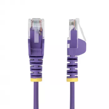 StarTech.com 5 m purpurinis plonas CAT6 eterneto kabelis, be užkabinimų, 100 W PoE, UTP, LSZH, 28AWG gryno vario gyslos, plonas RJ45 tinklo komutacinis kabelis su įtempimo sumažinimais, individualiai testuotas