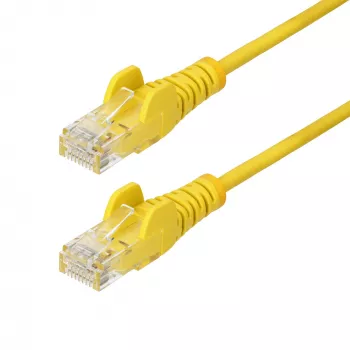 StarTech.com 2 m geltonas plonas CAT6 eterneto kabelis, nesikabinantys, 100 W PoE, UTP, LSZH, 28AWG gryno vario gyslos, plonas RJ45 tinklo komutacinis kabelis su įtempimo sumažinimais, individualiai tikrintas