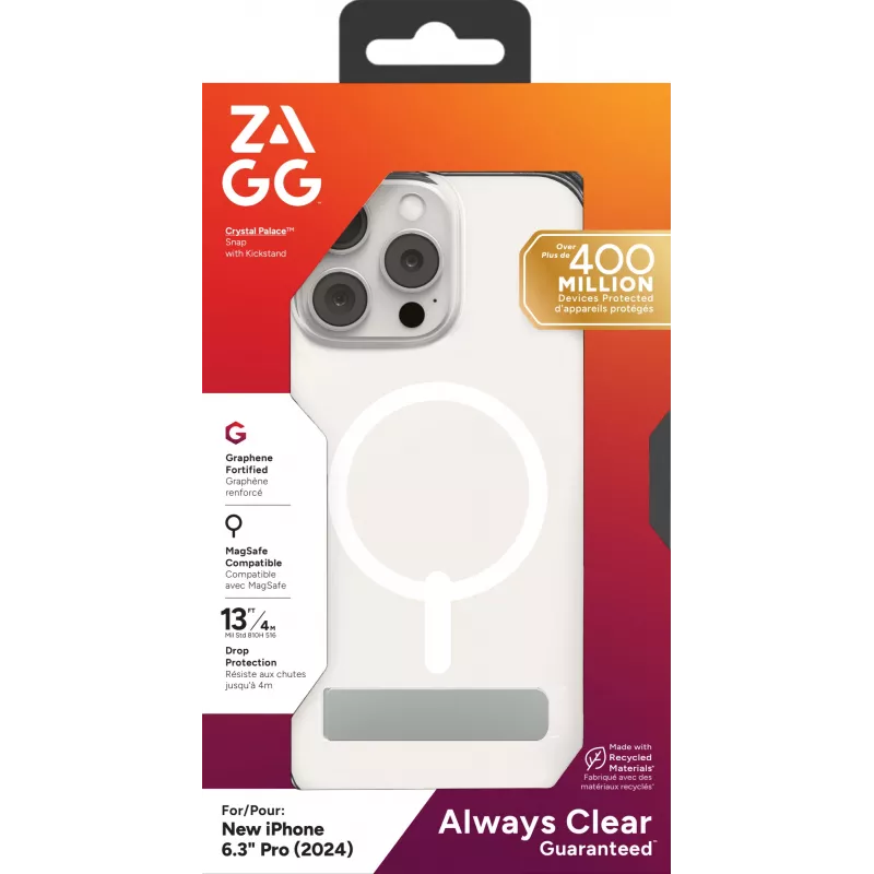 ZAGG Crystal Palace Snap KS dėklas Apple iPhone 16 Pro permatomas