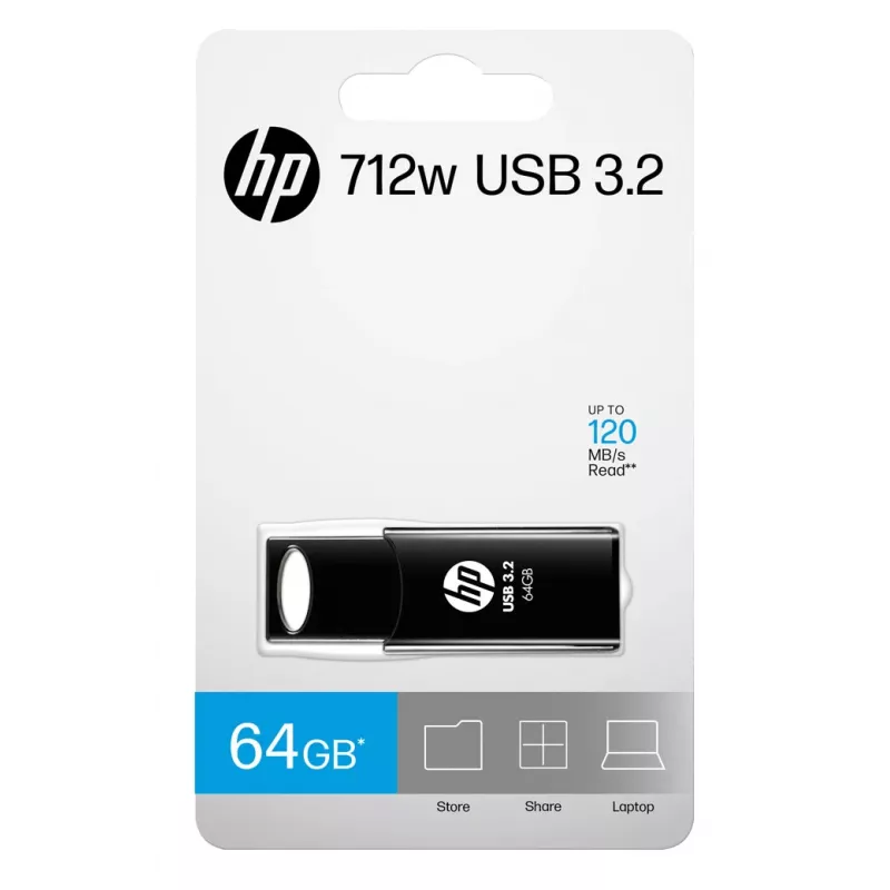 HP 712w USB atmintinė 64 GB USB Type-A 3.2 Gen 1 (3.1 Gen 1) Juoda
