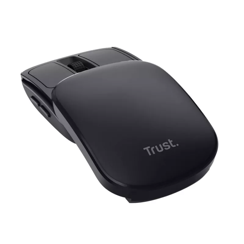 Pelė TRUST Travel tinkama abiem rankoms RF belaidė 2400 DPI, 6 mygtukai, juoda