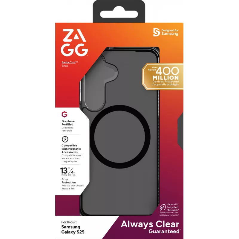 ZAGG Santa Cruz Snap Samsung Galaxy S25 Midnight, Dėklas, Samsung, Galaxy S25, 15,8 cm (6,2 colių), Pilka