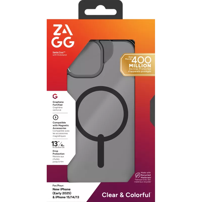 ZAGG Santa Cruz Snap dėklas iPhone 17e/16e/15/14/13 juodas, Dėklas, Apple, iPhone 17e/16e/15/14/13, 15,5 cm (6,1 colio), Juoda