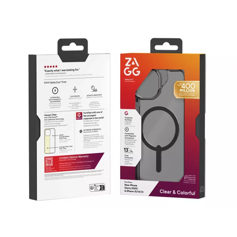 ZAGG Santa Cruz Snap dėklas iPhone 17e/16e/15/14/13 juodas, Dėklas, Apple, iPhone 17e/16e/15/14/13, 15,5 cm (6,1 colio), Juoda