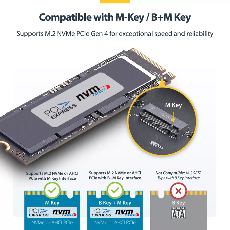 StarTech.com USB4 M.2 NVMe korpusas, 40 Gbps, išorinis USB-C/Thunderbolt NVMe SSD korpusas, aliuminio aušintuvo korpusas, B+M/M-Key