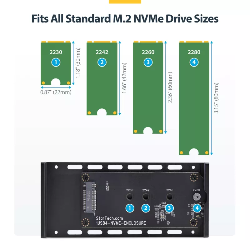 StarTech.com USB4 M.2 NVMe korpusas, 40 Gbps, išorinis USB-C/Thunderbolt NVMe SSD korpusas, aliuminio aušintuvo korpusas, B+M/M-Key