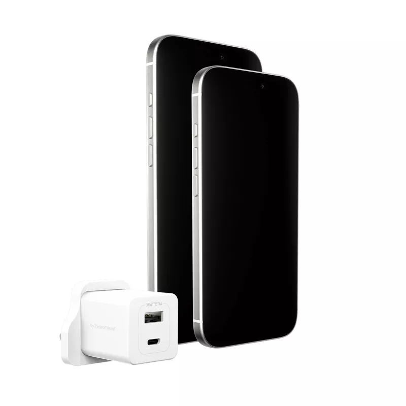 PanzerGlass empower™ by ® Turbo 35W įkroviklis su USB-C + USB-A | UK kištukas | Sidabrinė balta
