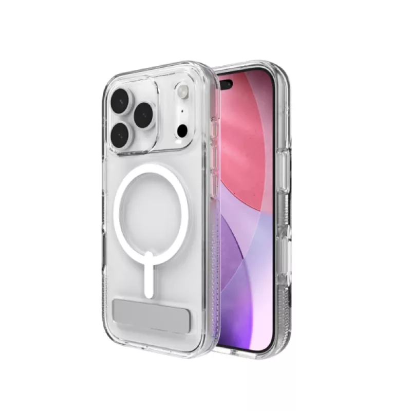 Dėklas ZAGG Crystal Palace Snap Kickstand Case, skirtas Apple iPhone 17 Pro, permatomas