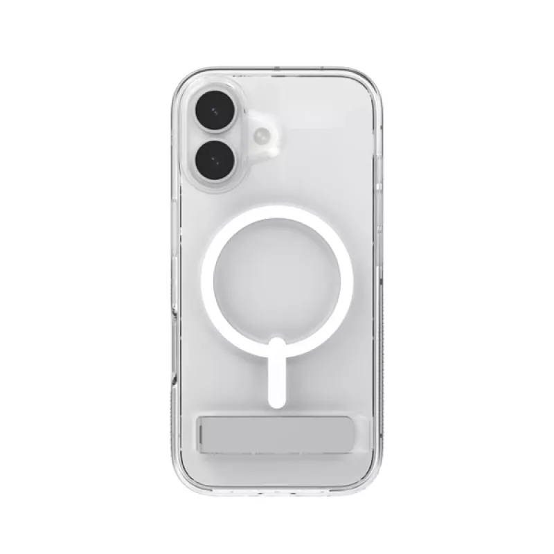 Dėklas ZAGG Crystal Palace Snap Kickstand, skirtas Apple iPhone 17, permatomas