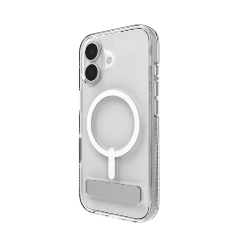 Dėklas ZAGG Crystal Palace Snap Kickstand, skirtas Apple iPhone 17, permatomas