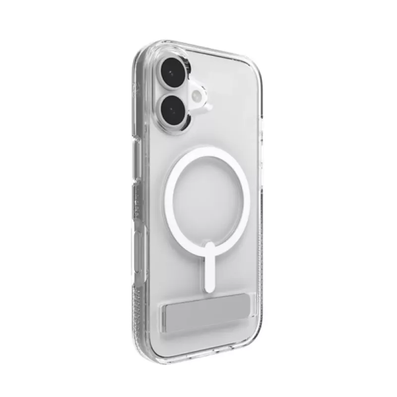 Dėklas ZAGG Crystal Palace Snap Kickstand, skirtas Apple iPhone 17, permatomas