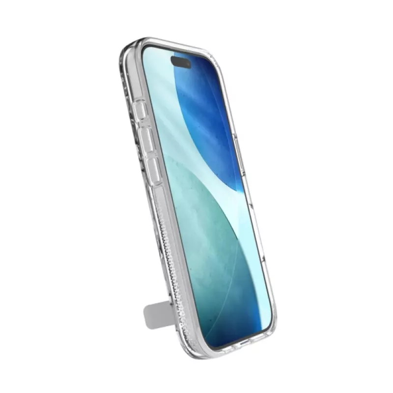 Dėklas ZAGG Crystal Palace Snap Kickstand, skirtas Apple iPhone 17, permatomas