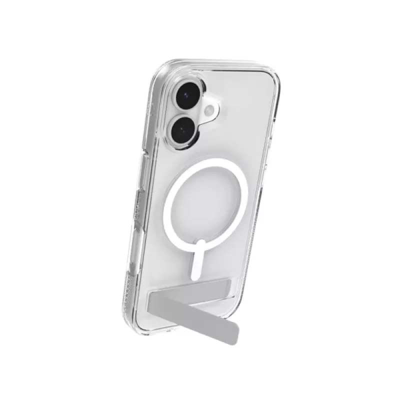 Dėklas ZAGG Crystal Palace Snap Kickstand, skirtas Apple iPhone 17, permatomas