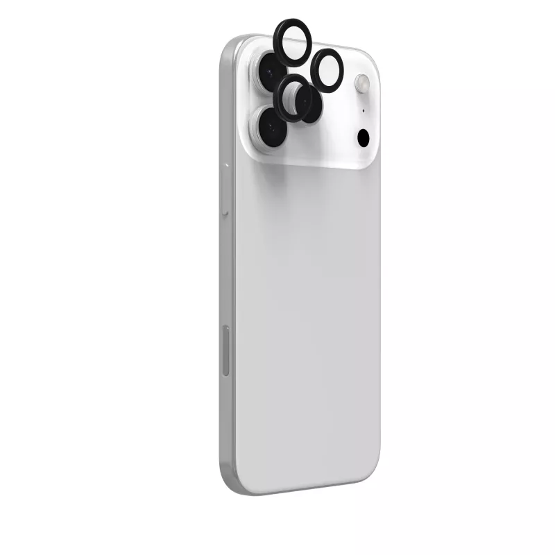 InvisibleShield Glass Elite (CameraRings) objektyvo apsauga, skirta Apple iPhone 17 Pro/17 Pro Max 16 Pro/16 Pro Max/15 Pro/15 Pro Max, juoda