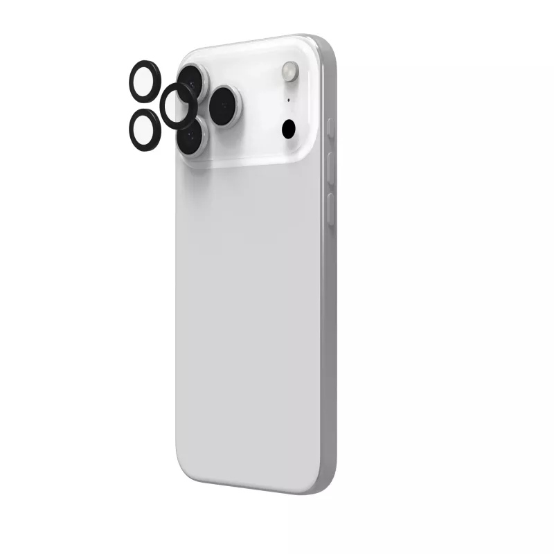 InvisibleShield Glass Elite (CameraRings) objektyvo apsauga, skirta Apple iPhone 17 Pro/17 Pro Max 16 Pro/16 Pro Max/15 Pro/15 Pro Max, juoda