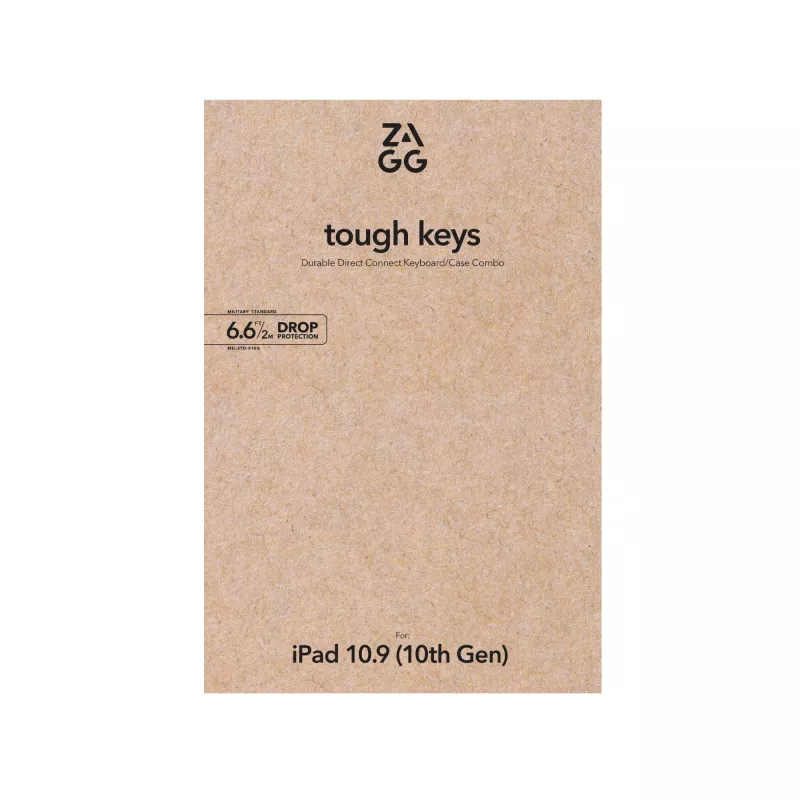 ZAGG Tough Keys-Apple-iPad 10-osios kartos/A16-Juoda-Vokiška (B2B ruda dėžutė)