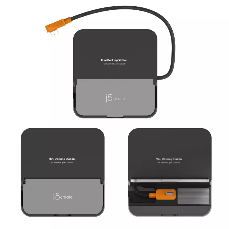 Mobiliojo įrenginio prijungimo stotelė j5 create JCD624-N USB Type-C, skirta iPhone 16/15 ir Samsung Galaxy serijoms, 100×250×28,5 mm, 238 g, juoda/pilka