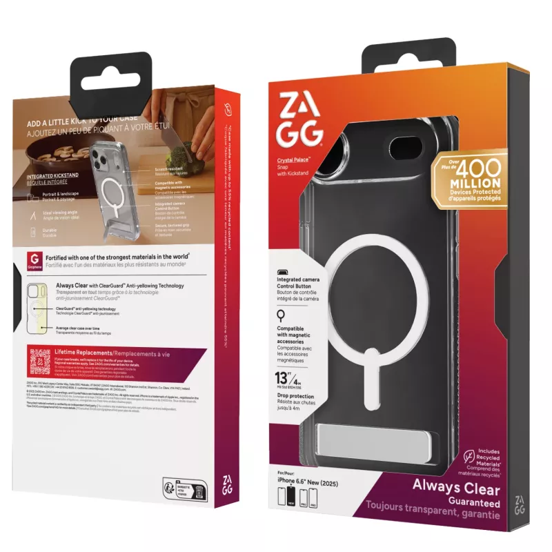 ZAGG Crystal Palace Snap Kickstand (Button Cover) dėklas Apple iPhone 17 Air