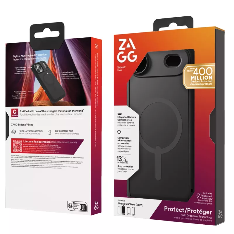 ZAGG Sedona Snap dėklas Apple iPhone 17 Air Flood Juoda