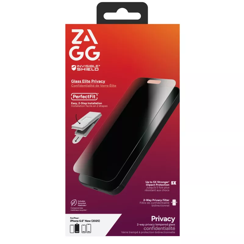 InvisibleShield Glass Elite privatumo ekrano apsauga, skirta Apple iPhone 17 Air