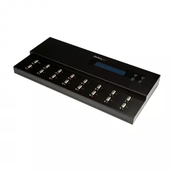 StarTech.com atskiras 1 į 15 USB atminties kopijavimo įrenginys ir trintuvas, kelių USB atmintinių kopijavimo įrenginys, sistemos, failų ir viso disko kopijavimas 1,5 GB/min greičiu, vienkartinis ir 3 kartų trynimas, LCD ekranas - TAA